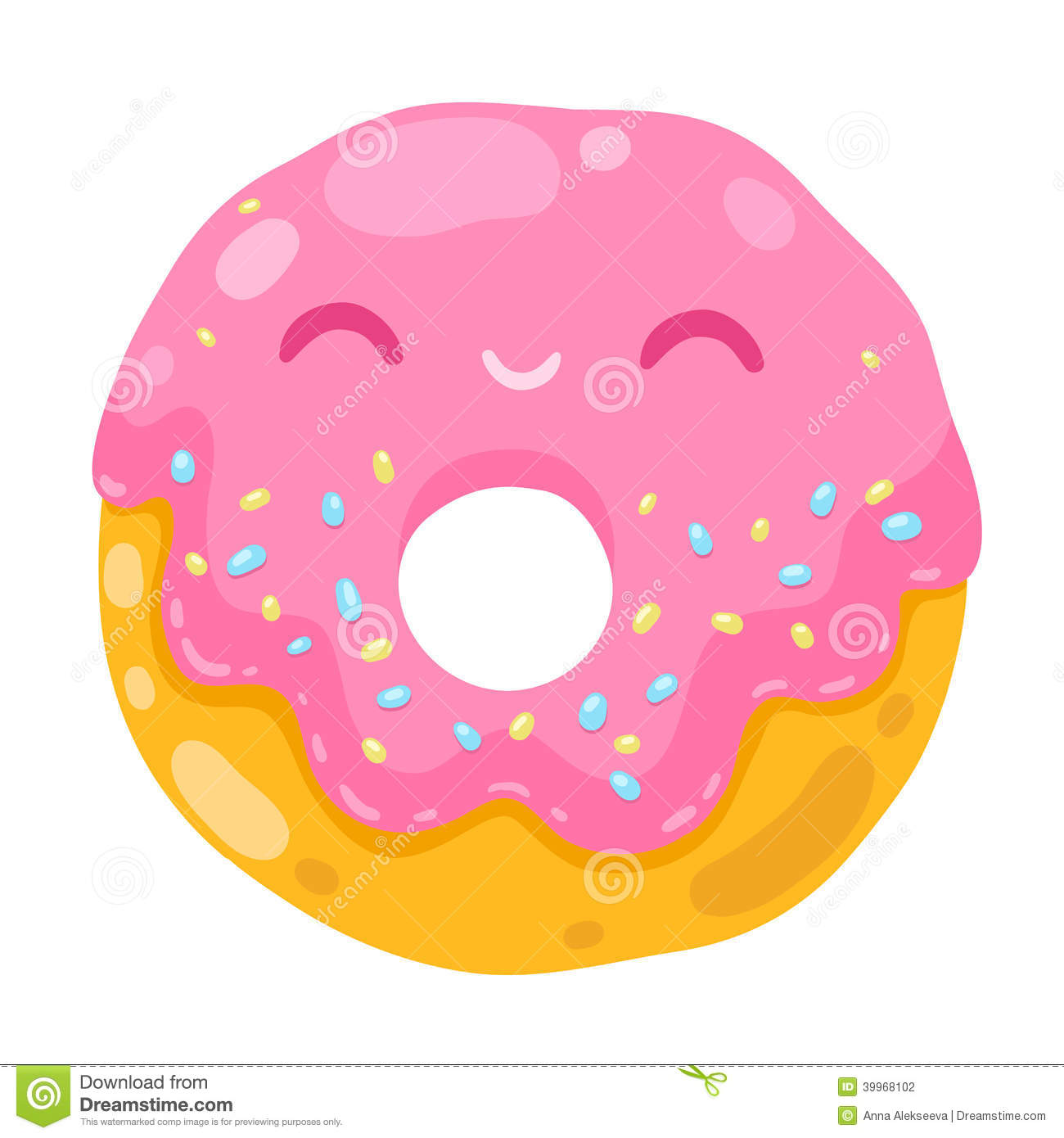 Cute Smiling Donut  Cartoon Food Illustration Stock Vector   Image