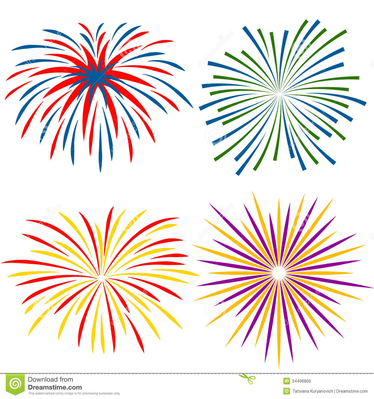 Fireworks Clipart White Background Fireworks Of Different Kinds