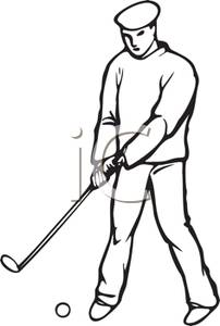 Golf Clip Art Black And White A Black And White Cartoon Golfer Putting