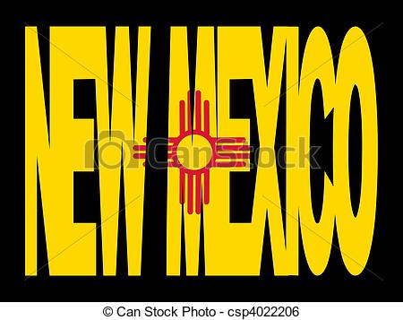 Illustration Of New Mexico Text With Flag   Overlapping New Mexico