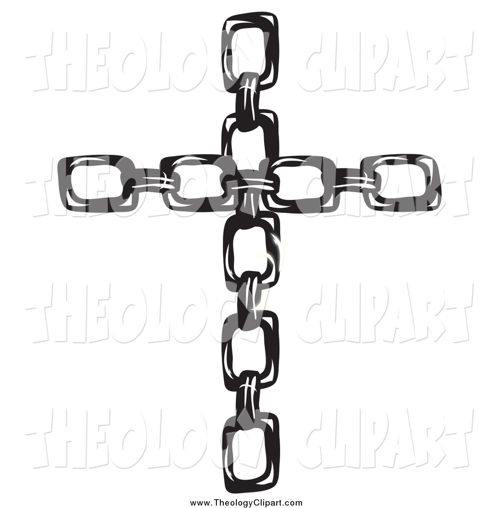 Larger Preview  Clip Art Of A Black And White Christian Cross Made Of