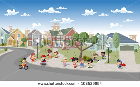 Neighborhood Street Clipart Playing In The Street Of A