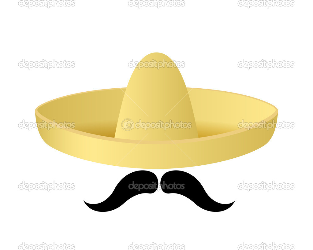 Sombrero Hat Vector  Mustache  Mexican Concept    Stock Vector