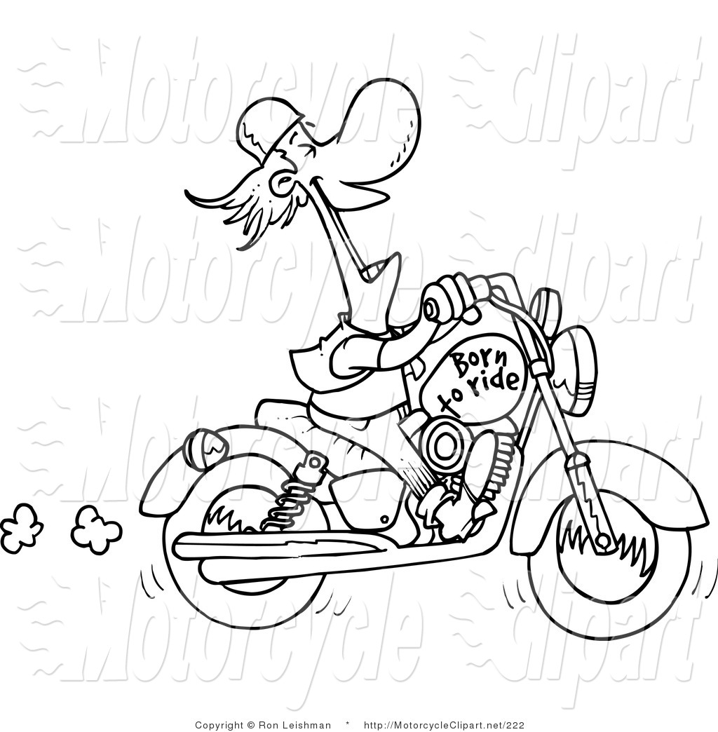 Transportation Clipart Of A Guy On Motorcycle By Ron Leishman    222