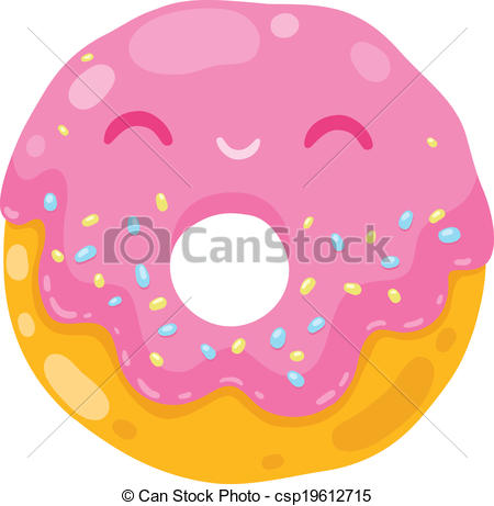 Vector Clip Art Of Cute Smiling Donut Cartoon Food Illustration   Cute