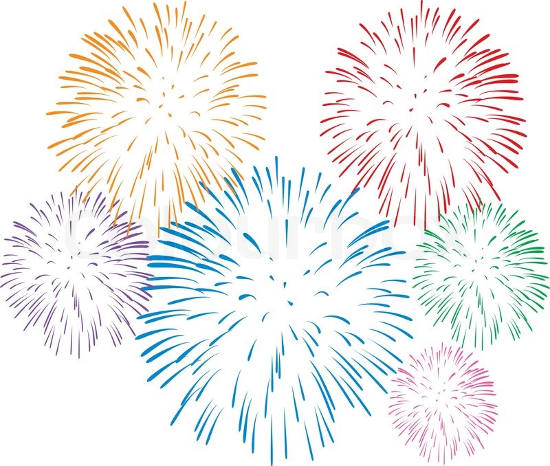 Vector Colorful Fireworks On White Background   Vector   Colourbox