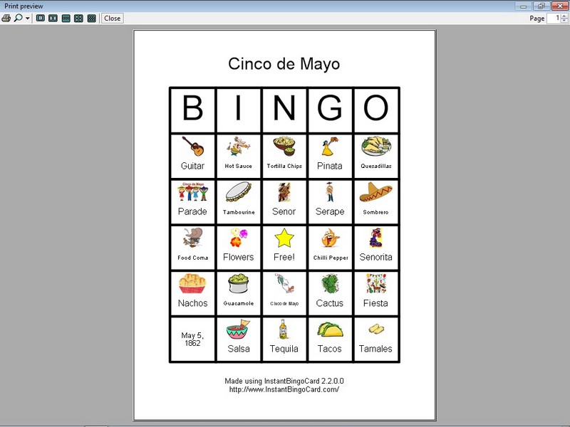 View Document   Cinco De Mayo Bingo Cards  Clip Art Edition