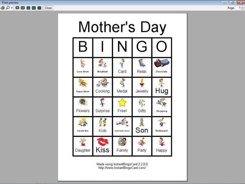 View Document   Mother S Day Bingo Cards  Clip Art Edition