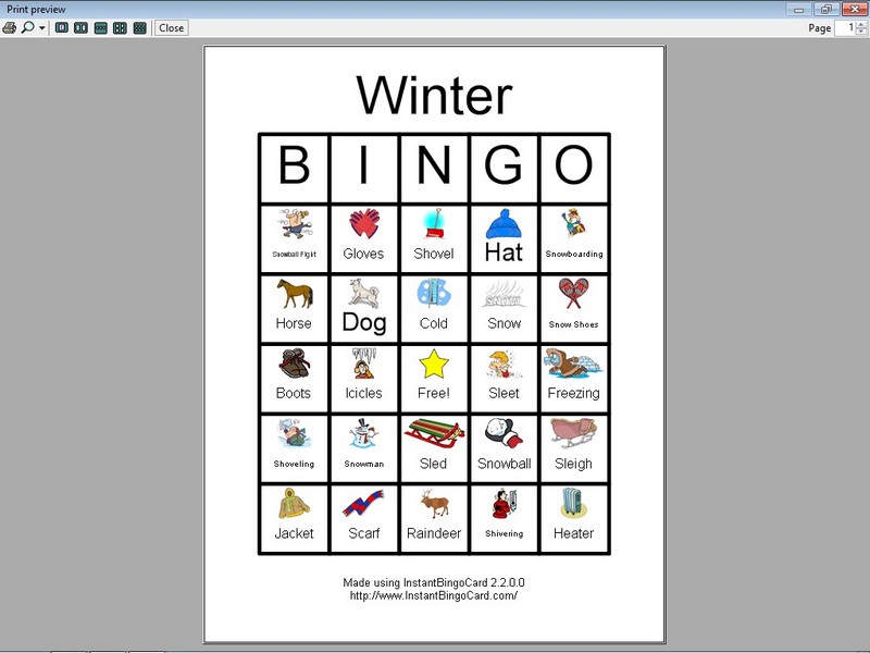 View Document   Winter Bingo Cards  Clip Art Edition