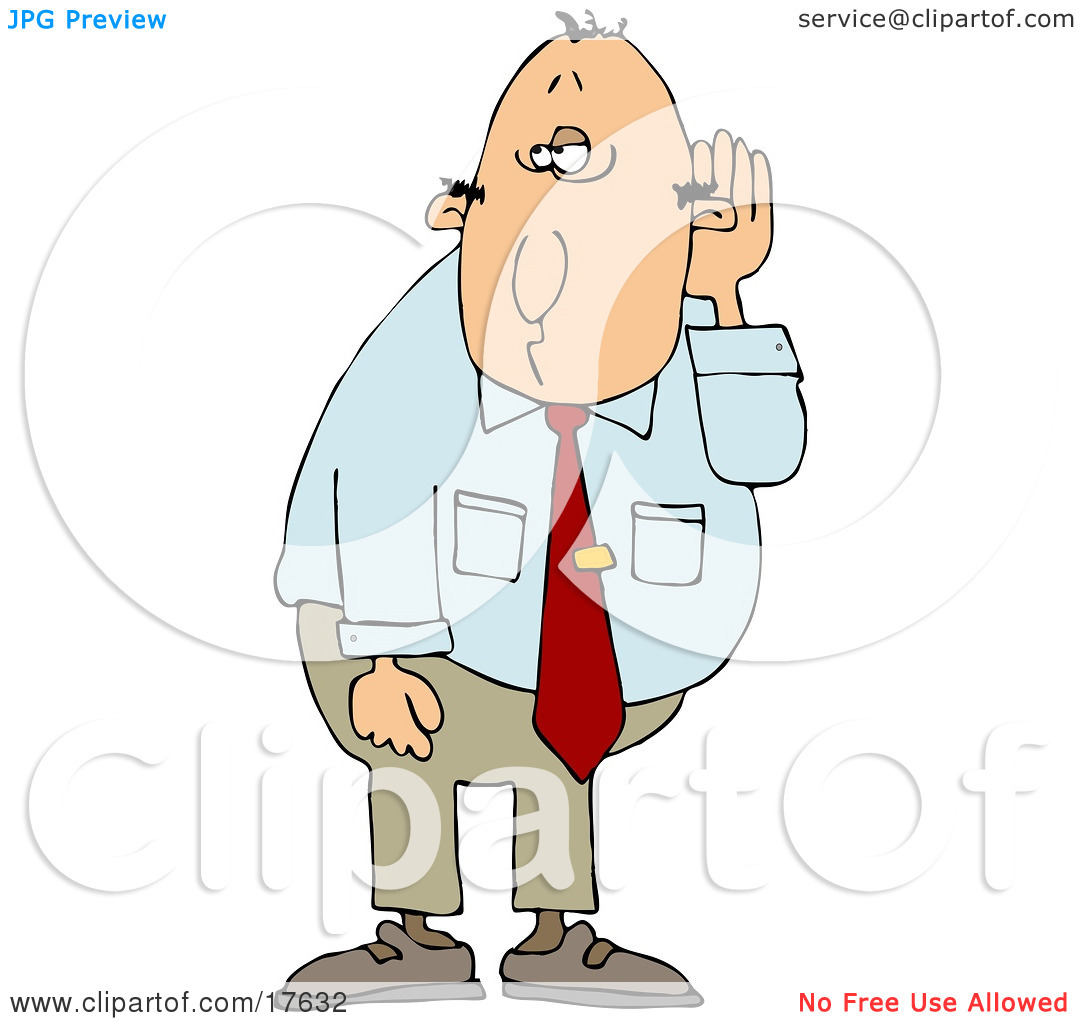 Who Is Hard At Hearing Cupping His Ear To Listen Clipart Illustration