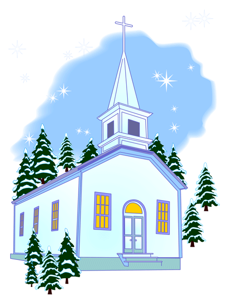 Winter Evening Church Clip Art