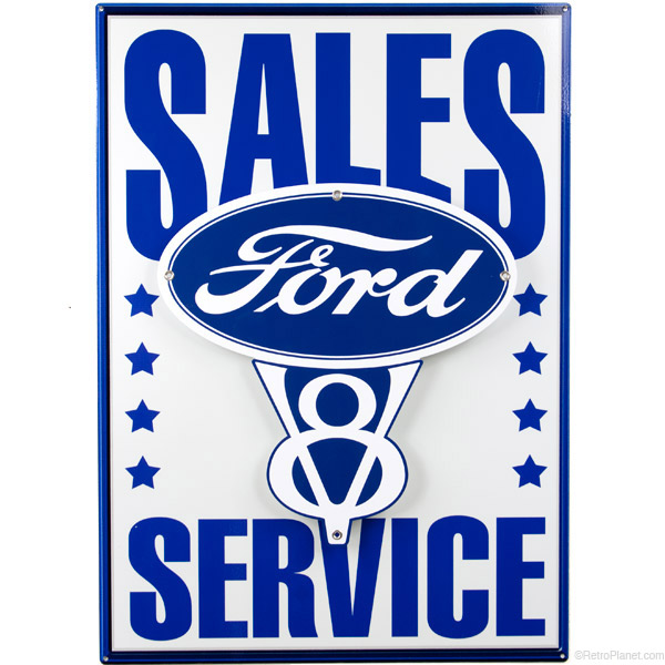 Alternate View 1 Of Ford Sales Service And V8 Emblem Steel Sign Set