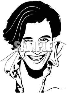 Black And White Silhouette Of A Male Model Smiling   Royalty Free    