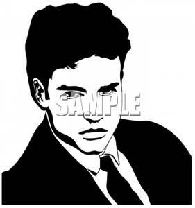Black And White Silhouette Of A Male Model Wearing A Suit   Royalty    