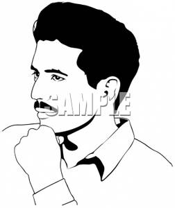 Black And White Silhouette Of A Male Model With A Mustache   Royalty    