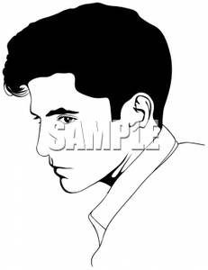 Black And White Silhouette Of A Side Profile Of A Young Male Model    