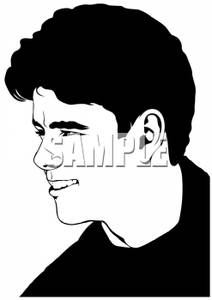 Black And White Silhouette Of A Young Male Model   Royalty Free    