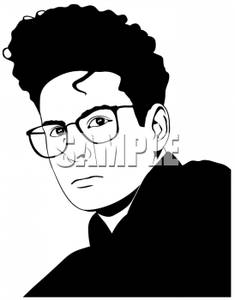 Black And White Silhouette Of A Young Male Model Wearing Eyeglasses