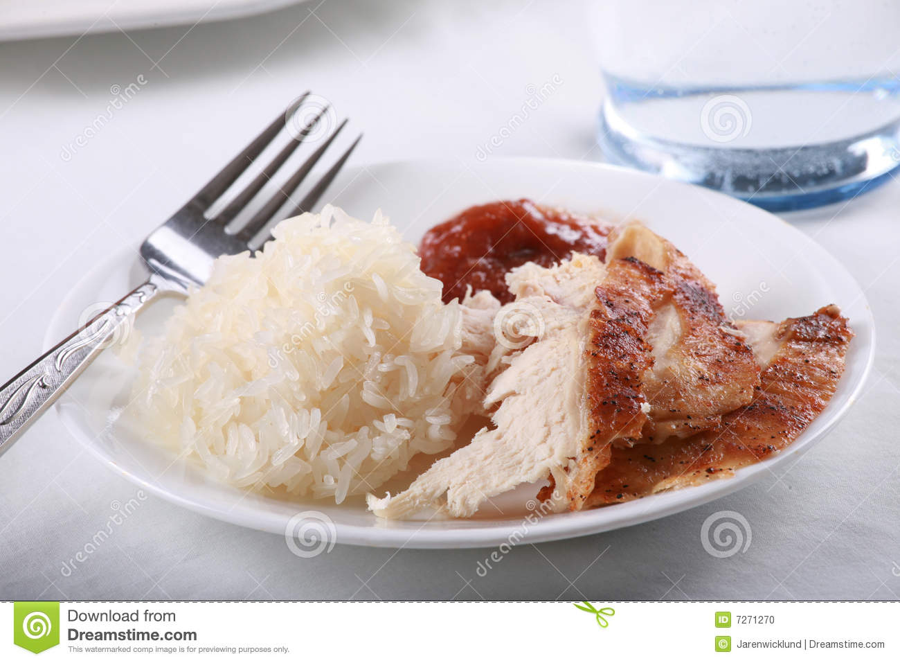 Chicken And Rice Meal Stock Photo   Image  7271270