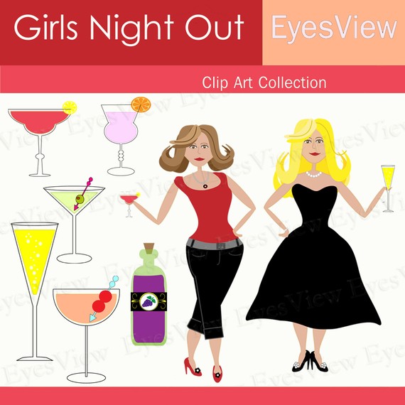 Clip Art Clipart Girls Night Out  Instant Download Digital For