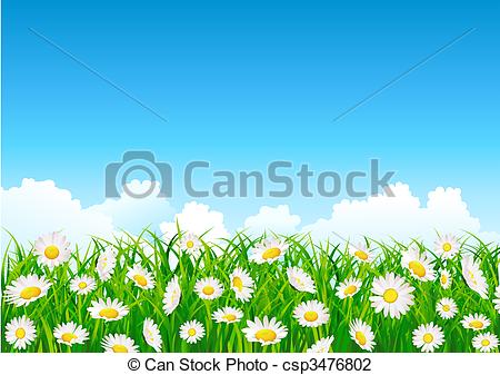 Clip Art Of Flower Field   Vector Illustration Of Flower Field