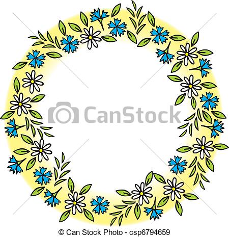 Eps Vectors Of Wreath Of Field Flowers Csp6794659   Search Clip Art    