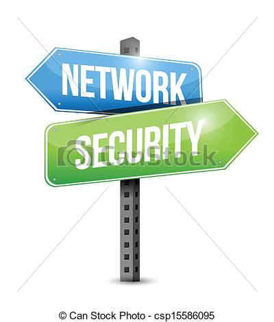 Network Security Road Sign Illustration Design Over A White Background