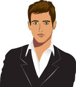 The Young Man In A Black Suit   Stock Illustration