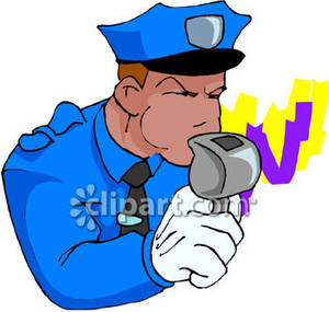 Traffic Cop Blowing His Whistle   Royalty Free Clipart Picture