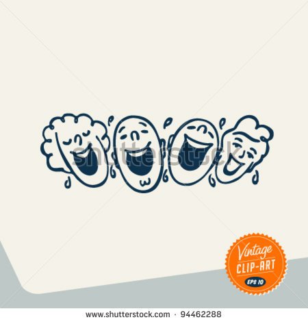 Vintage Clip Art   People Laughing Out Loud   Vector Eps10    Stock
