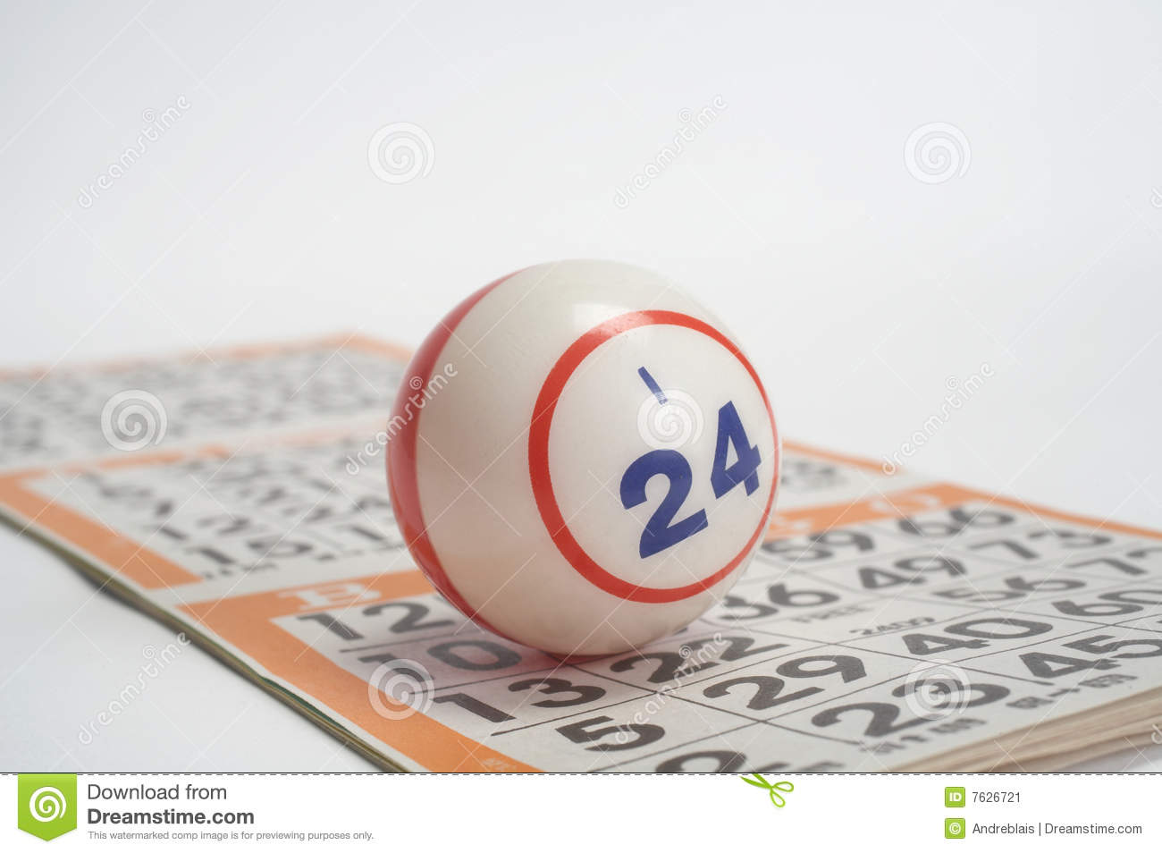 Bingo Concept Single Ball Resting On Card 