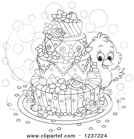 Black And White Chick Looking Around An Easter Cake By Alex Bannykh