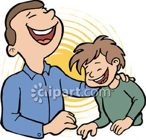Boy And His Dad Laughing   Royalty Free Clipart Picture