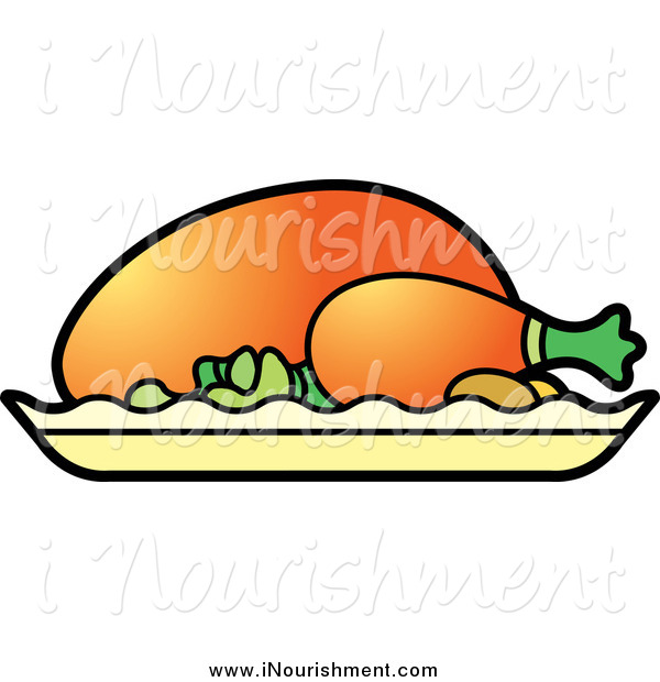 Clipart Of A Roasted Chicken On A Platter By Lal Perera    6866