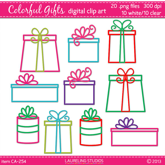 Colorful Gift Clipart Christmas Clip Art Scrapbooking Supplies
