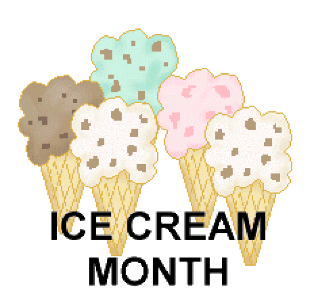 Cream Clip Art Of Ice Cream Cones With Ice Cream Month Titles For July