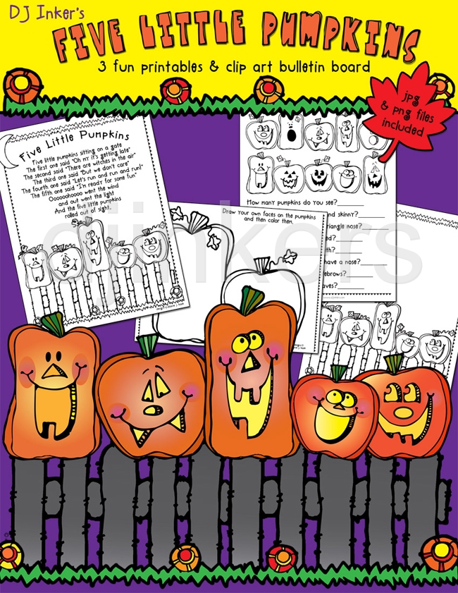 Five Little Pumpkins Clip Art   Printables Download
