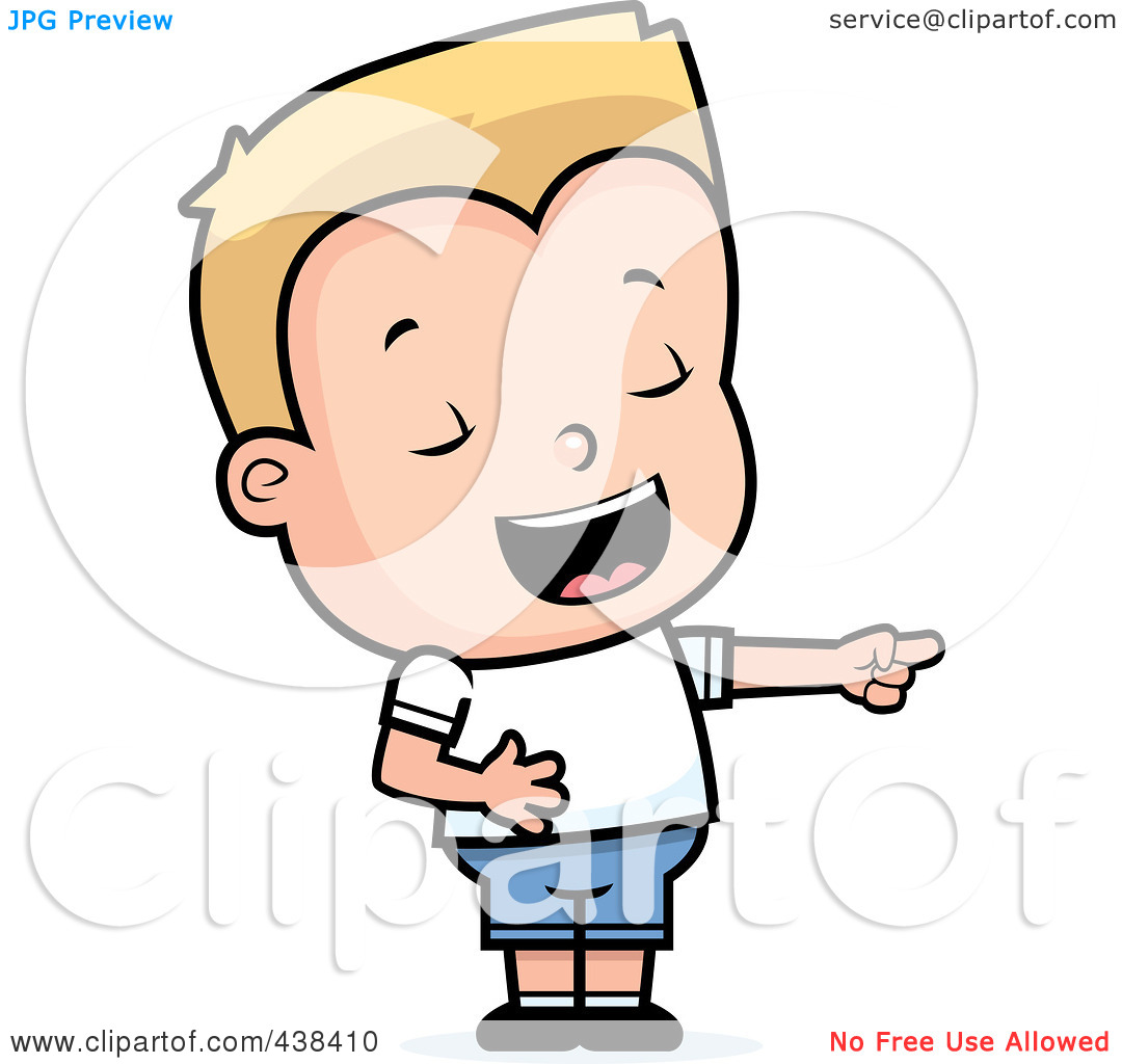 Free  Rf  Clipart Illustration Of A Blond Boy Pointing And Laughing