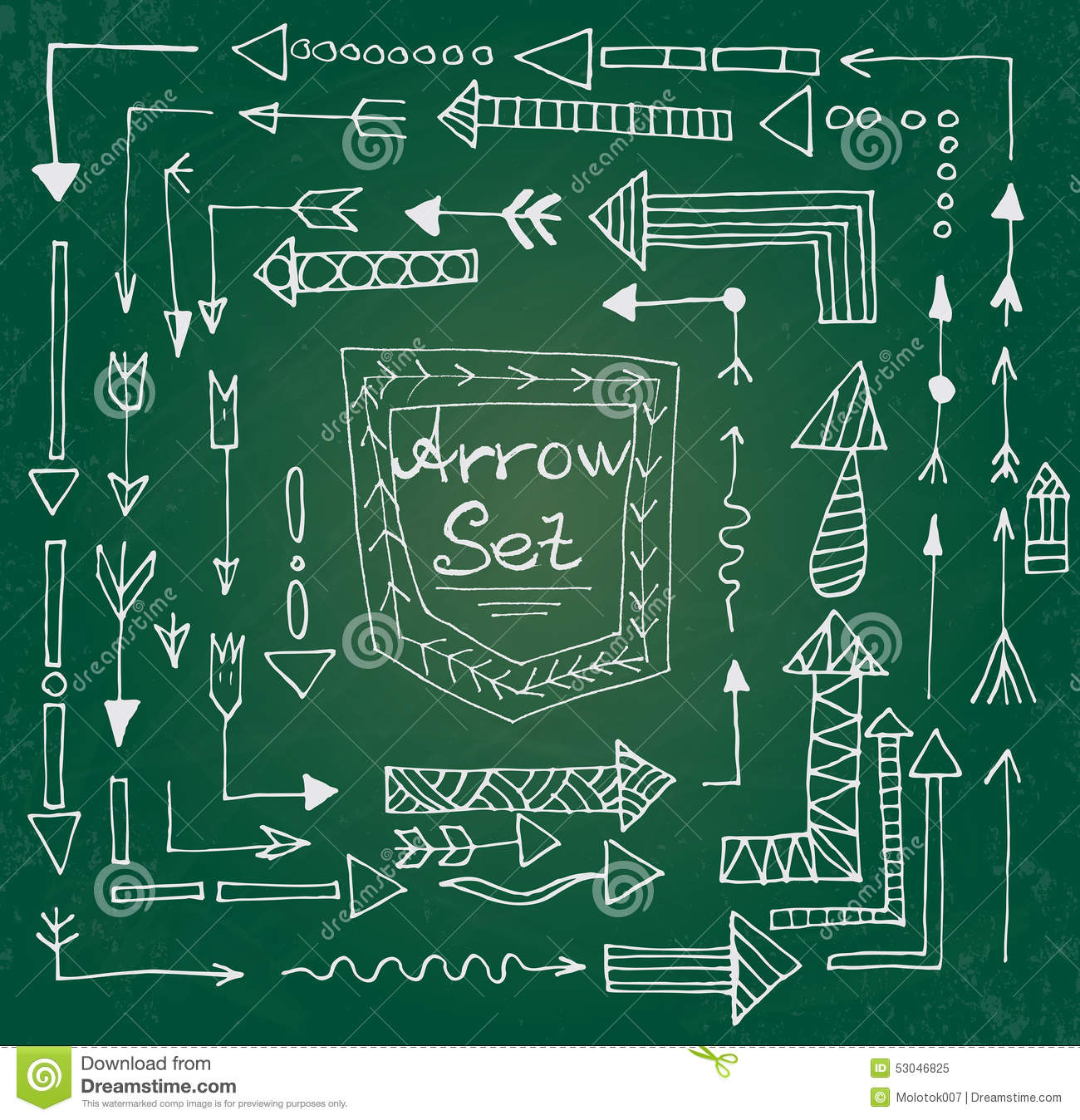 Hand Drawn Arrow Icons Set On Green Chalk Board Stock Vector   Image
