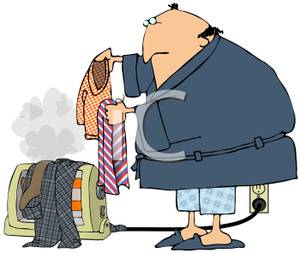    His Clothes On An Electric Heater   Royalty Free Clipart Picture