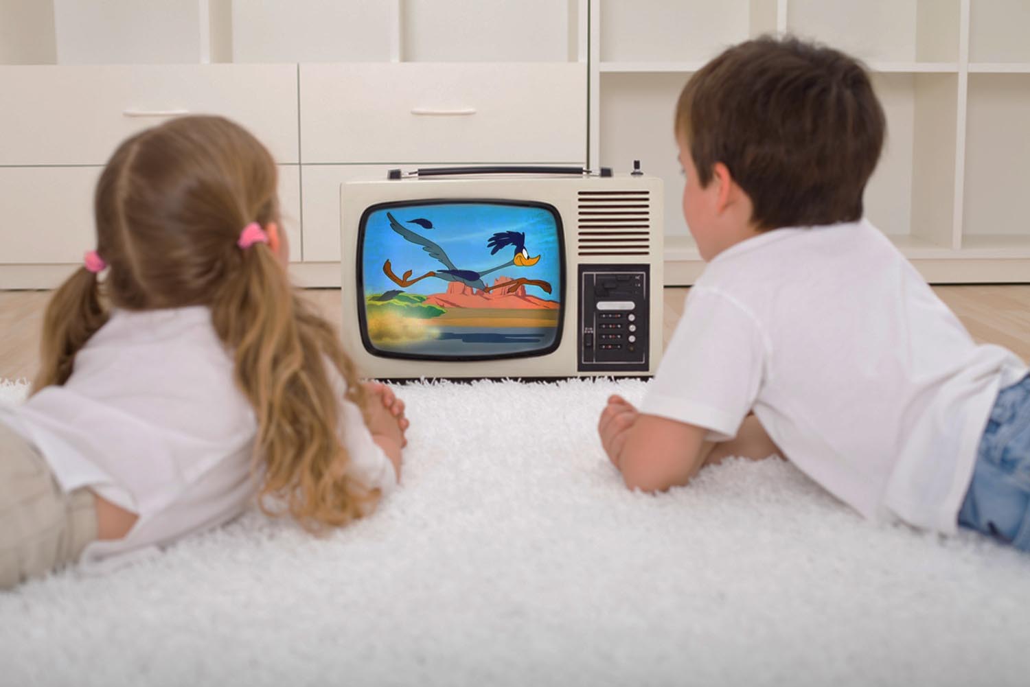 Kids Watching Tv Cartoon Girl