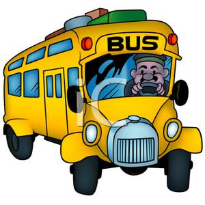 Of A Driver Driving A Touring Bus   Royalty Free Clipart Picture