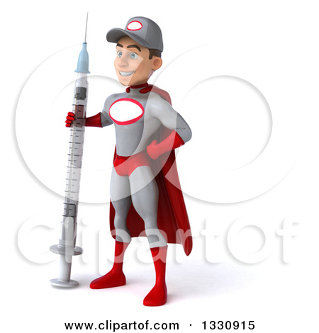 Red Facing Slightly Left And Holding A Giant Vaccine Syringe By Julos