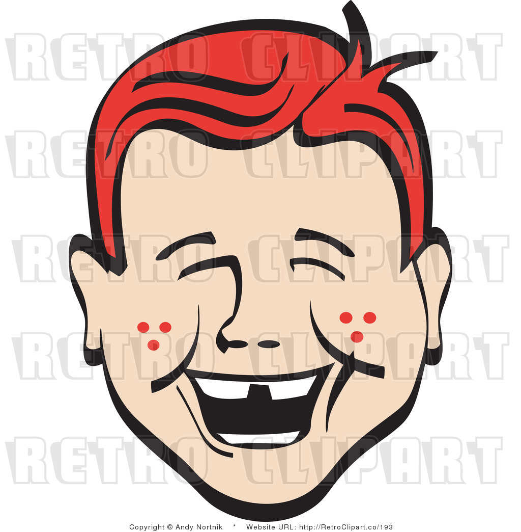 Retro Laughing Redhead Boy Royalty Free Vector Clipart By Andy Nortnik