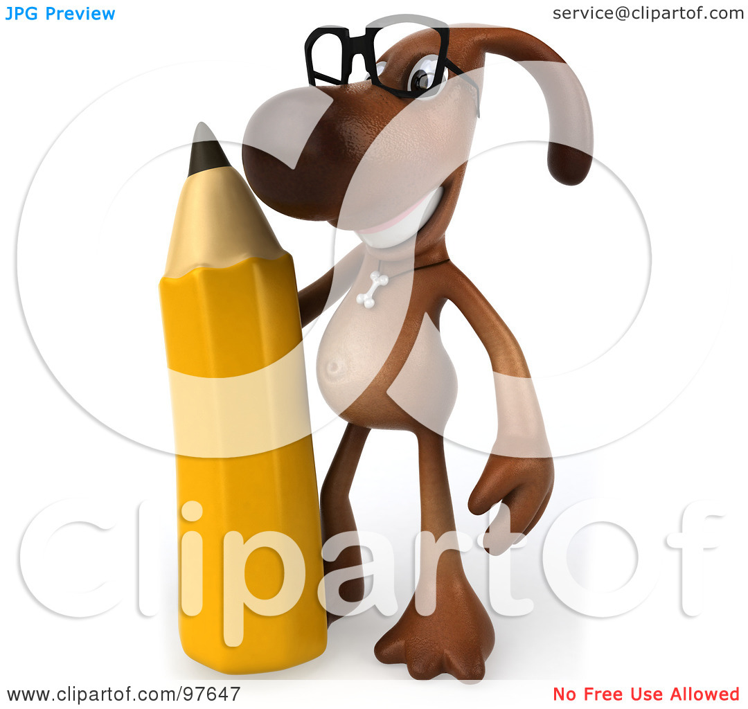 Royalty Free  Rf  Clipart Illustration Of A 3d Brown Pooch Facing Left