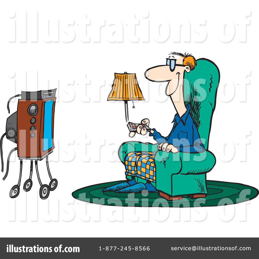 Royalty Free  Rf  Watching Tv Clipart Illustration By Ron Leishman
