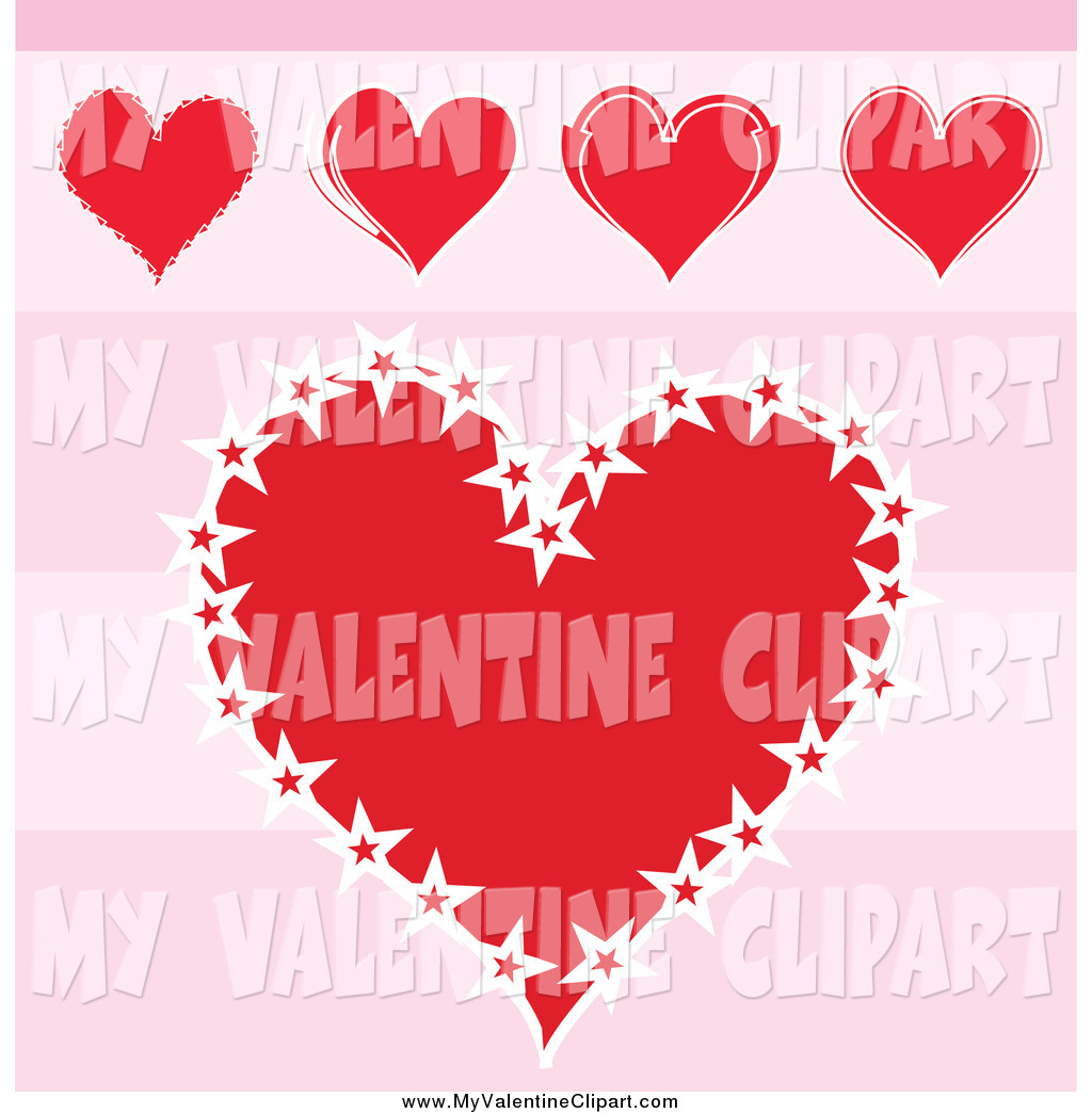 Valentine Clipart Of Love Hearts Over A Pink Valentine Striped    
