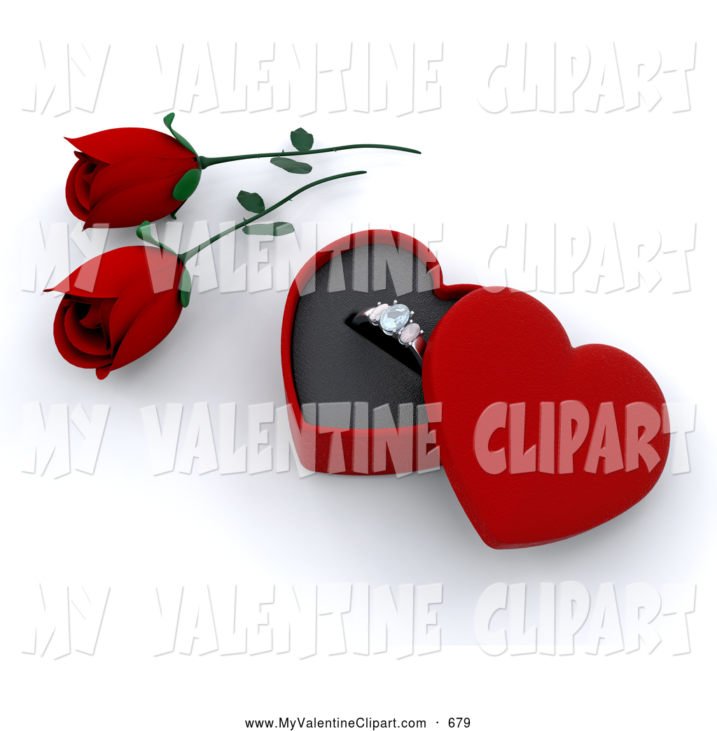 Valentine Clipart Of Nice Red Roses Beside A Gold Engagement Ring In A