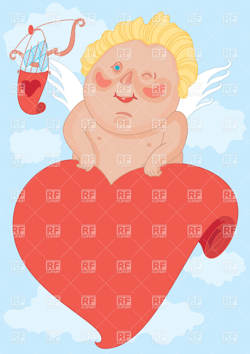 Valentine Day Postcard With Winking Cupid 17314 Download Royalty