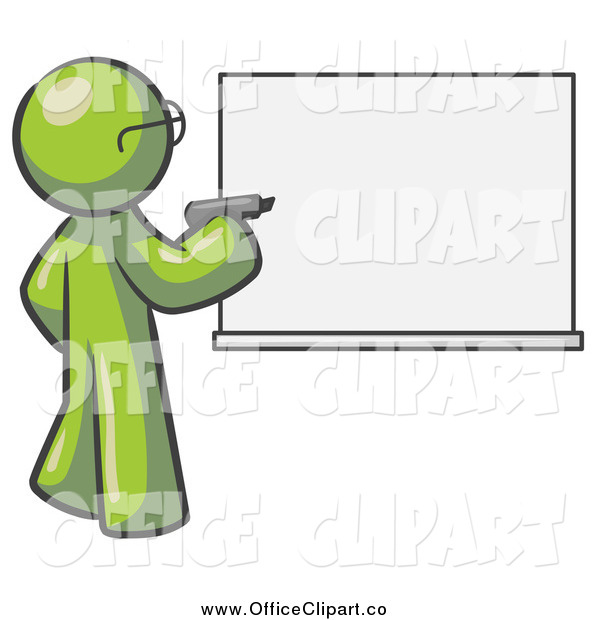 Vector Clip Art Of A Green Man Writing On A White Board By Leo
